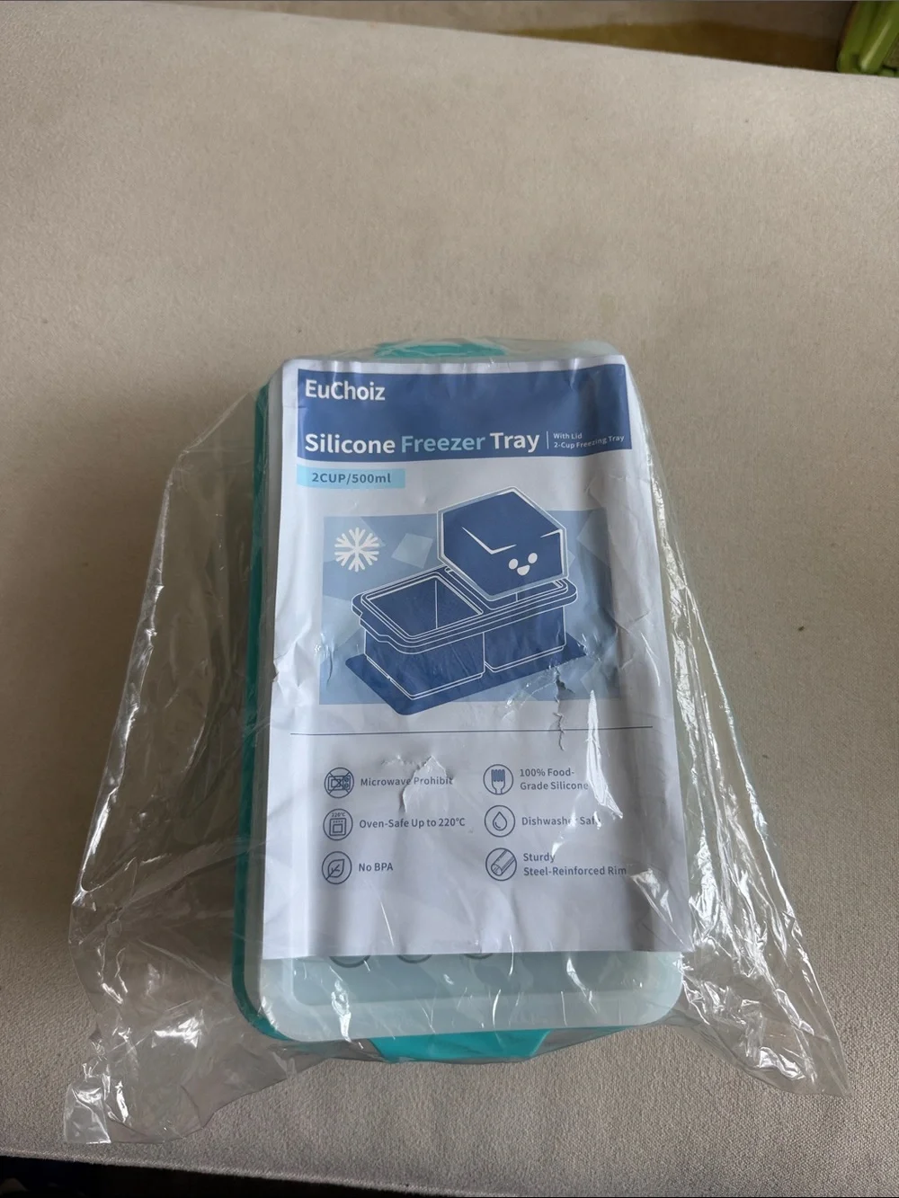 Teal Silicone Freezer Tray - 2 Cup (500ml)